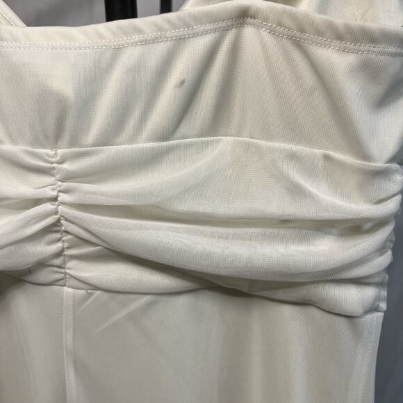 B. Smart 13/14 Ivory Chiffon Long Formal Gown Empire Waist Ruched Bust - Picture 9 of 14